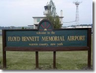 Welcome at the front of the Flyod Bennett Memorial Airport