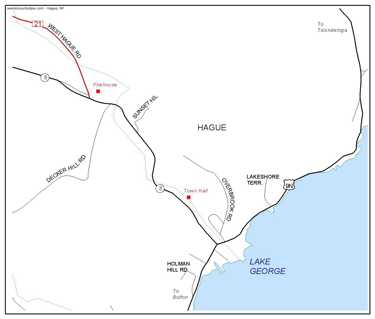 Map: Hague, NY