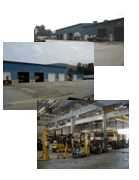Two exterior views, east and west and interior view of new maintenance shop